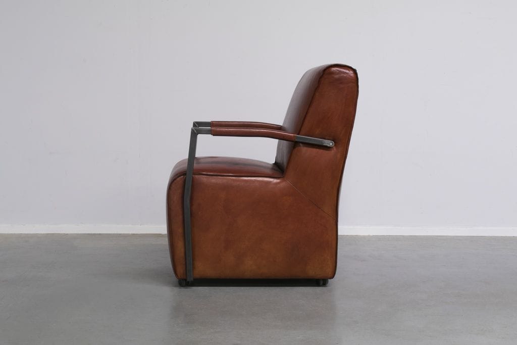 Industrial dining chair Fleet | with armrests | industrial square | with handle - Image 2