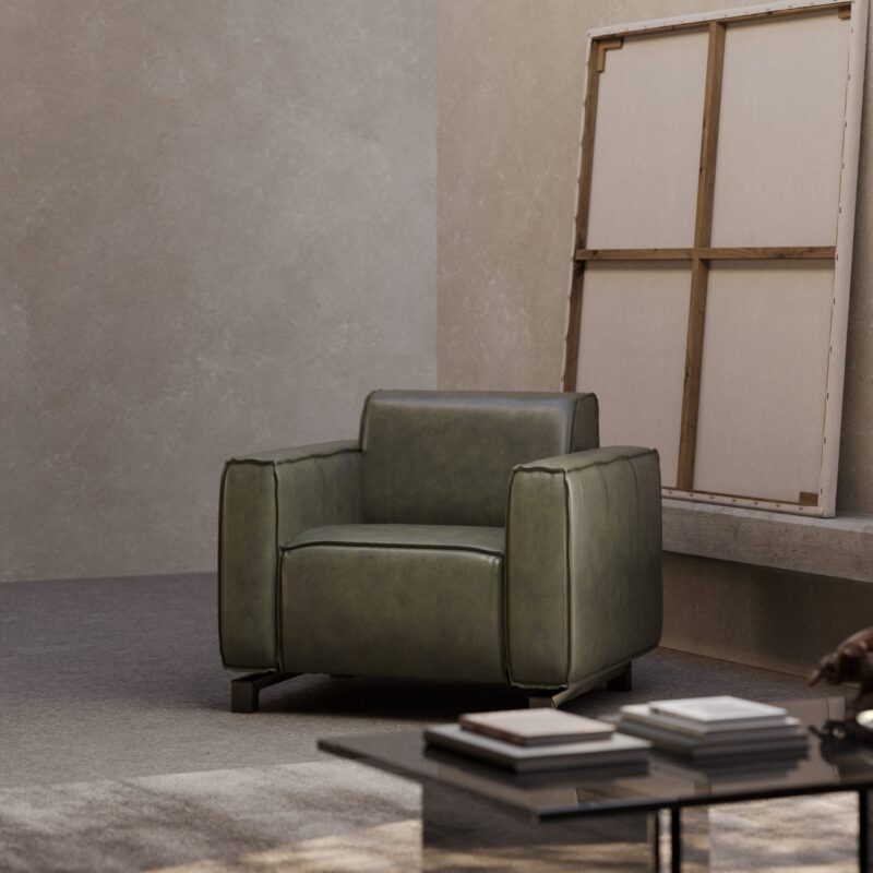 Fokker 1 seater 90cm wide, Vintage Art Army Green